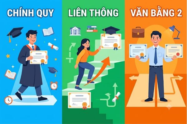 Sự khác nhau giữa bằng chính quy, liên thông, văn bằng 2