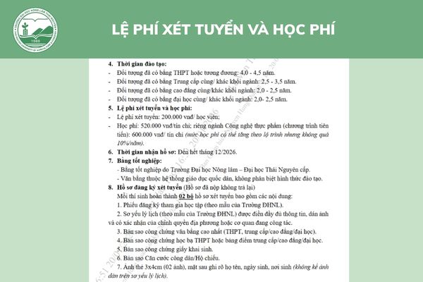 Lệ phí xét tuyển và học phí đại học từ xa Tuaf
