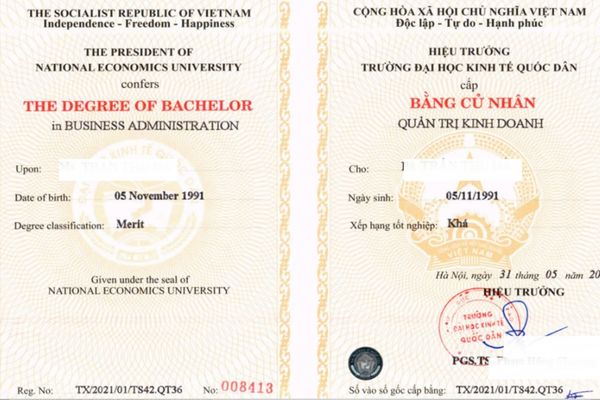 Mẫu bằng đại học từ xa Đại học Kinh Tế Quốc Dân