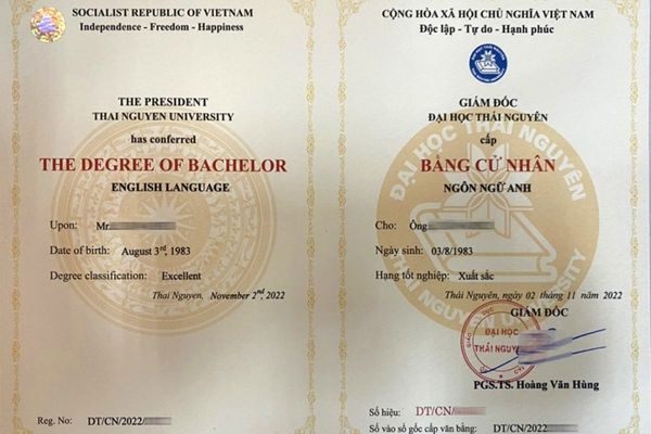 Mẫu bằng đại học từ xa Đại học Thái Nguyên