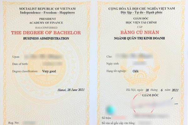 Mẫu bằng đại học từ xa Học viện Tài chính
