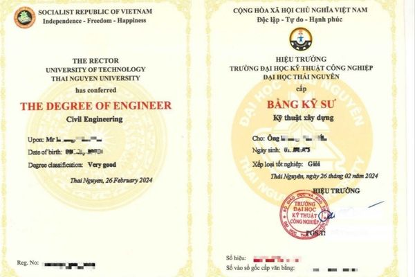 Mẫu bằng đại học từ xa Trường ĐH Kỹ thuật Công nghiệp