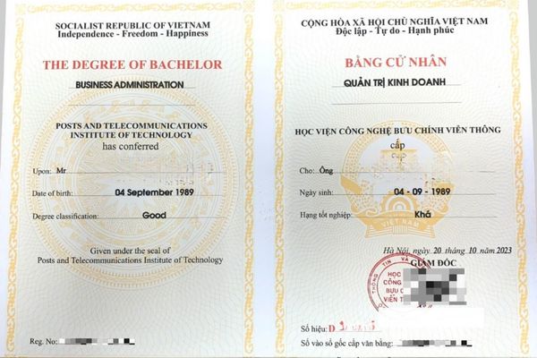 Mẫu bằng đại học từ xa Học viện Công nghệ Bưu chính Viễn thông